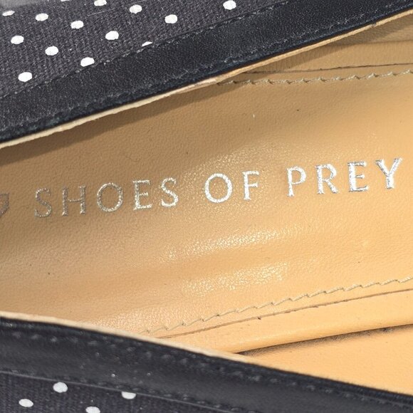 SHOES OF PREY BALLET FLATS BLACK WITH WHITE POLKA DOT BOW DETAIL SIZE 10 - Picture 2 of 8
